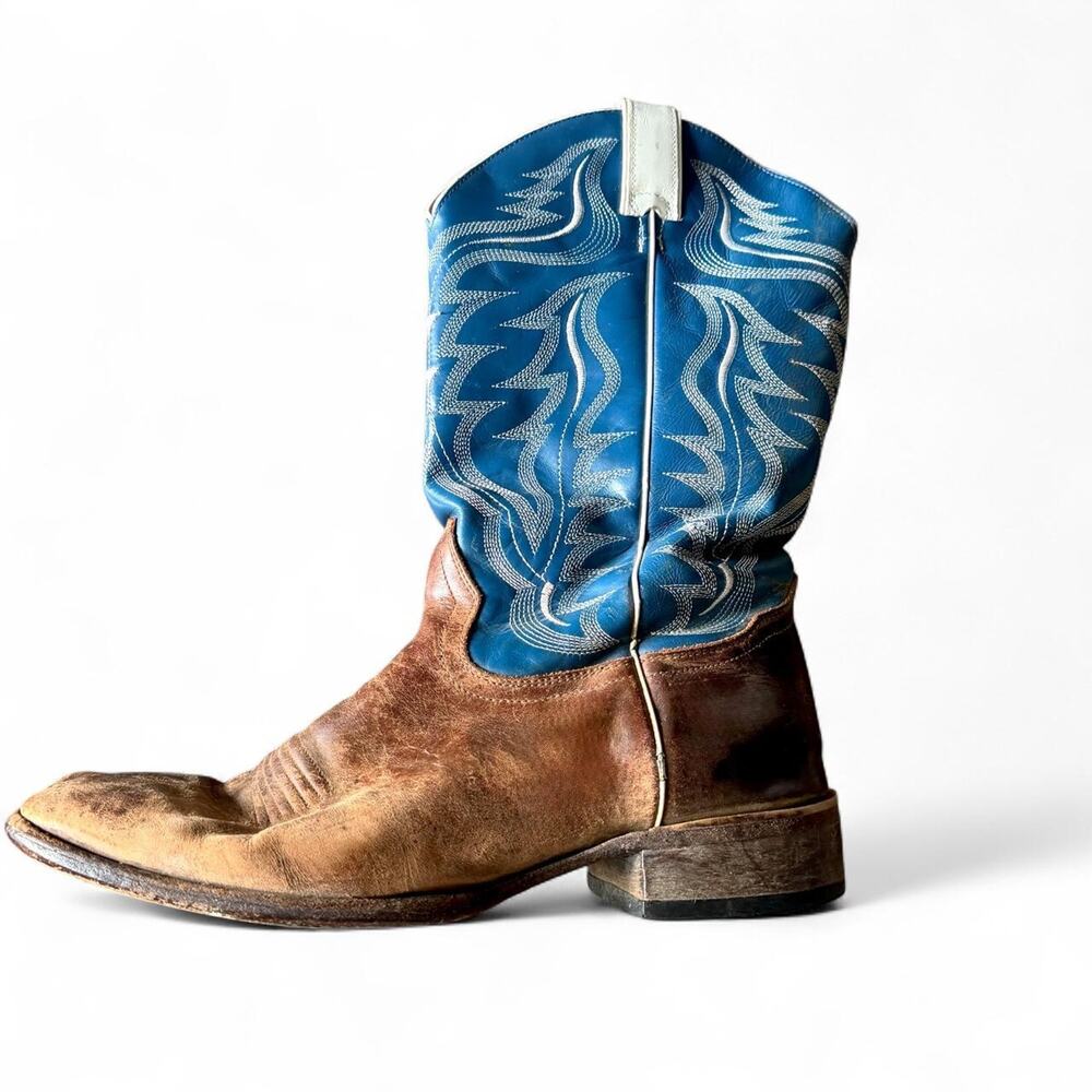 Cody James Vintage Distressed Leather Western Blue Cowboy Boots Size 12D